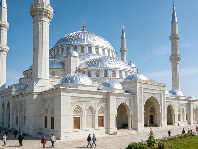 Строительство купола мечети в Узбекистане